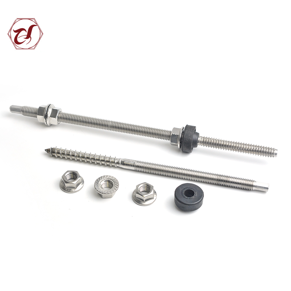 SS304 Solar mounting bracket double Head hanger bolt solar panel screws