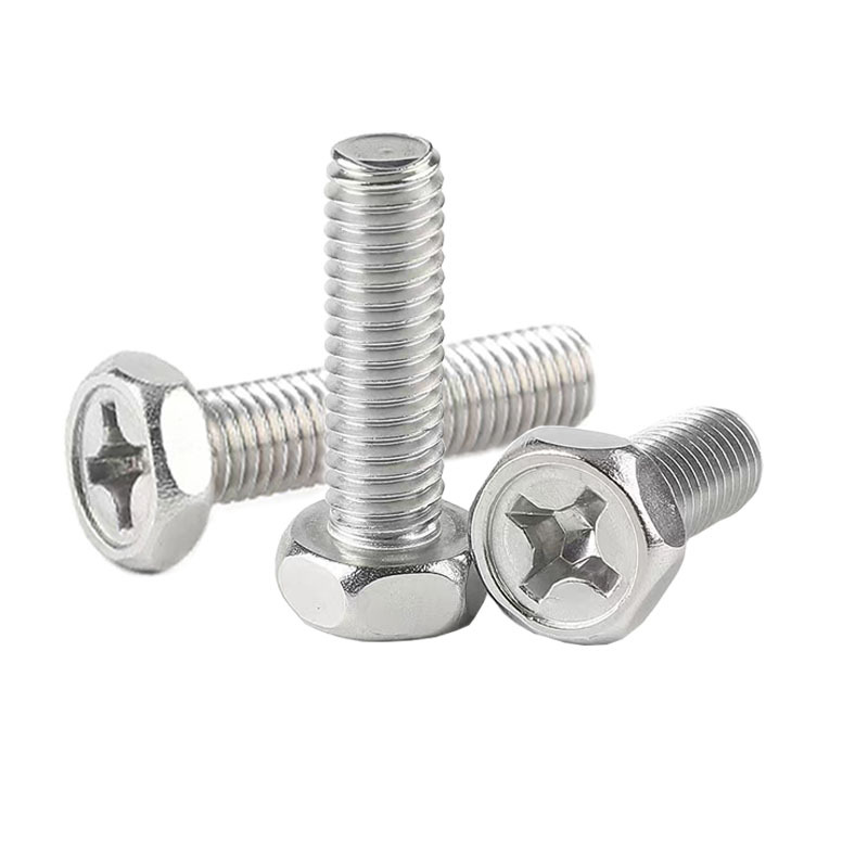 Stainless Steel Cross Recessed Hex Bolts With Indentation